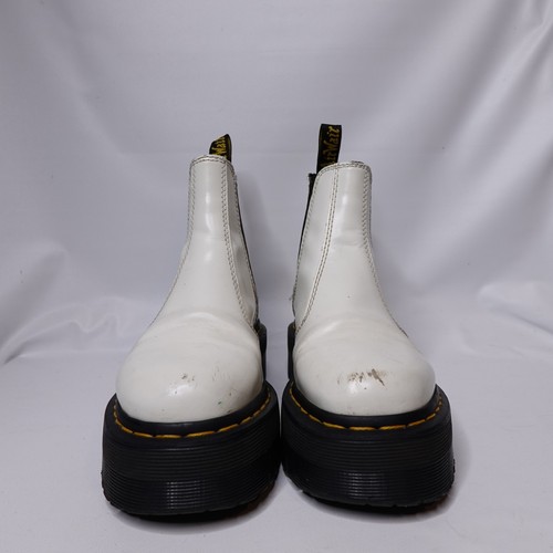 Stivali Dr Martens 2976 Quad Chelsea platform bianco pelle liscia donna taglia 5 - Foto 3 di 9