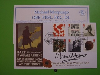 BUCKINGHAM FDC 2015 CENTENARY FIRST WORLD WAR SIGNED MICHAEL MORPURGO SEE POST