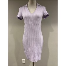 Divided Lilac Knit Polo short sleeves V-Neck Dress size medium