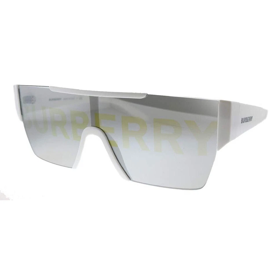 Gafas de sol Burberry BE 4291 3007/H blancas rectangulares de plástico plateadas con logotipo de Burberry Foto 2 de 4