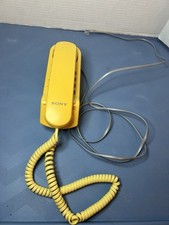 VINTAGE SONY IT-B3 SERIES YELLOW PUSH BUTTON SLIM DESIGN WALL TELEPHONE W/CORDS