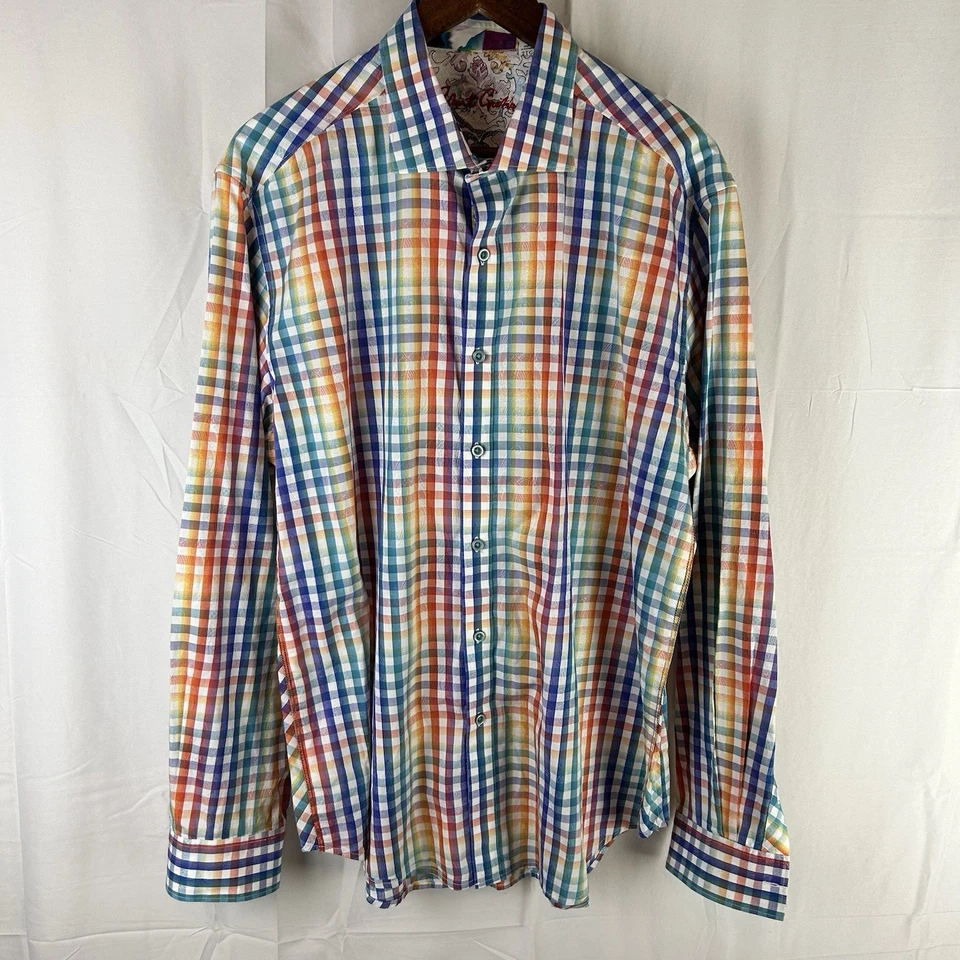 Robert Graham Wellington Men's 2XL Check Paisley Button Front Shirt Colorful - Image 2 of 4