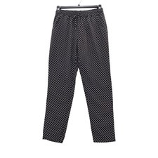Coldwater Creek Pants Womens 8 Black Diamond Print Elastic Waist Straight Leg