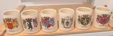 6 Vintage German Beer Steins Mugs A. WILHELM Hand Painted Augsburg, Bayern