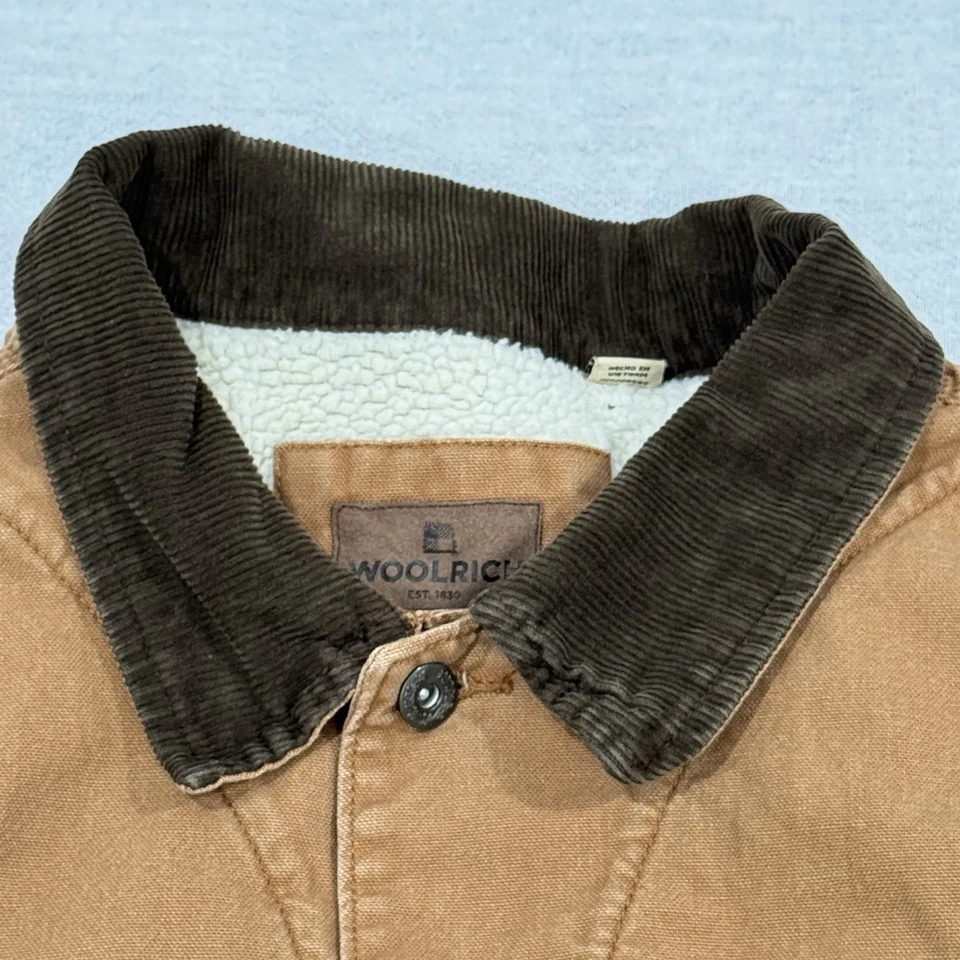 Woolrich Canvas Chore Barn Jacket Men’s XL Corduroy Collar Sherpa Lined Coat!! - Image 4 of 4