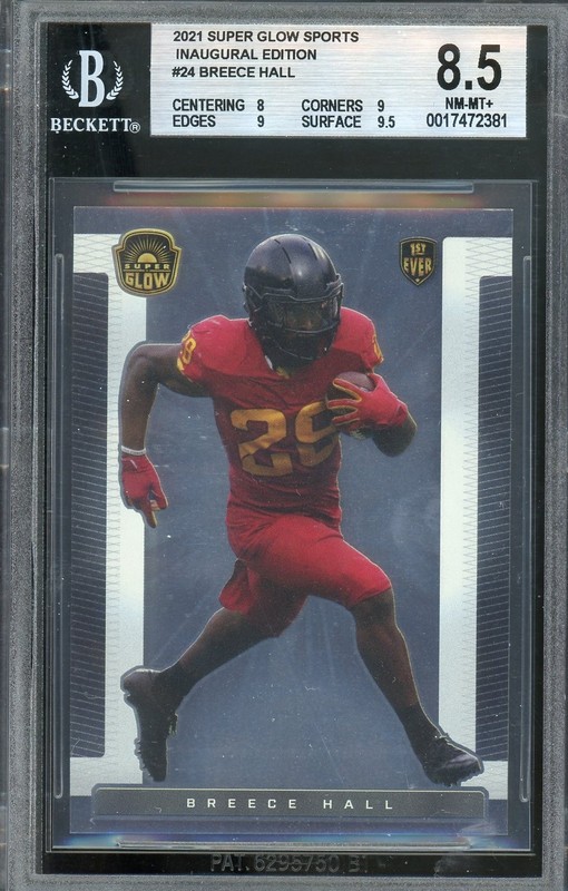 2021 Super Glow Sports Inaugural Edition - Breece Hall #24 RC BECKETT 8.5