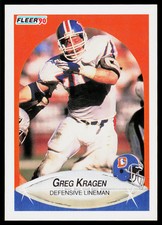 Greg Kragen, 1990 Fleer Football Card, #26, Denver Broncos, RC