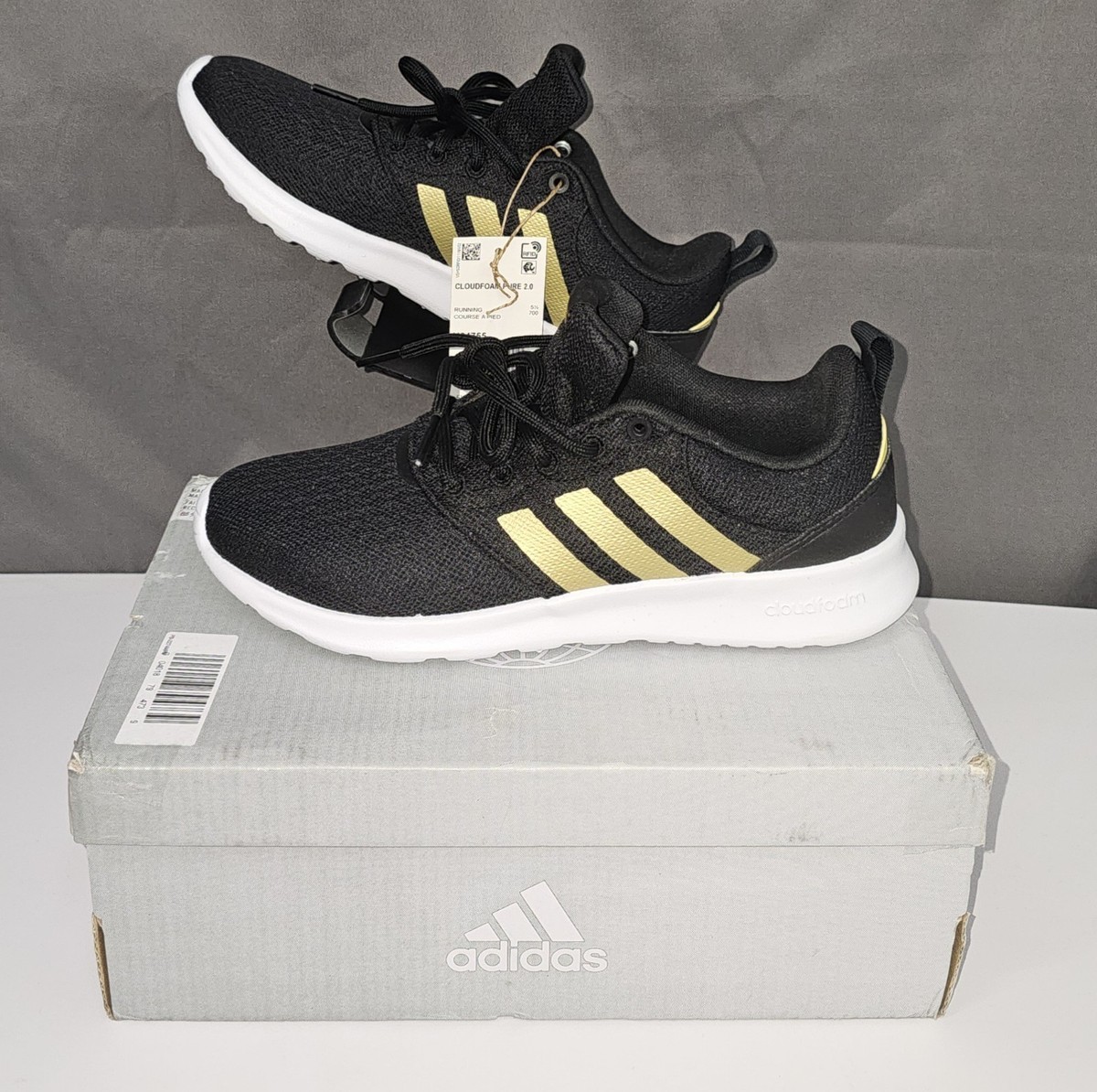 Cloudfoam Shoes Cloudfoam Pure Black And Gold Adidas Womens Shoes