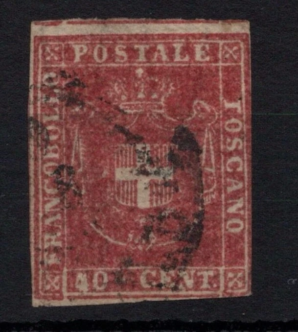 1860 Toscana [Sass 21; Sc 21a] Governo Provvisorio 40c. carminio / carmine red