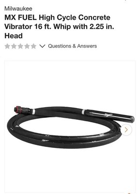 MX FUEL High Cycle Concrete Vibrator 16 ft. Whip with 2.25 in. Head
