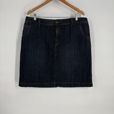 Eddie Bauer Womens Jean Skirt 14 Blue Denim Dark Wash Classic Americana Capsule