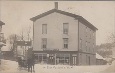 East Hardwick Vermont VT 1907 Drugs General Store Winter RPPC Postcard