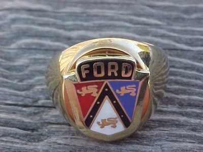 1950s Ford Passenger Car Gold Chrome Ring Size #10 NOS Unique Logo Hi-Quality