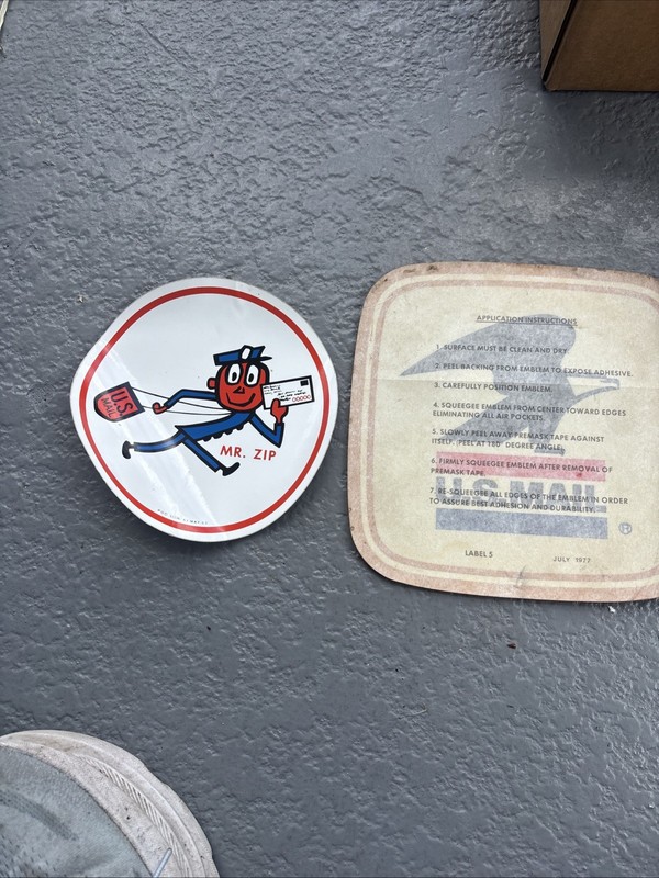 Mr. Zip  U.S. Post Office Decal  By POD Sign 1963 Postal Mail Carrier Vintage