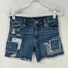Polo Ralph Lauren Shorts Girls 12 Blue Denim Patchwork Raw Hem