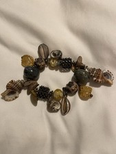 Chicos Chunky Shell & Bobble Bracelet Browns Gold Tone