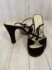 Vintage Garolini Brown Suede Leather Stappy Heels Made in Italy Size 6