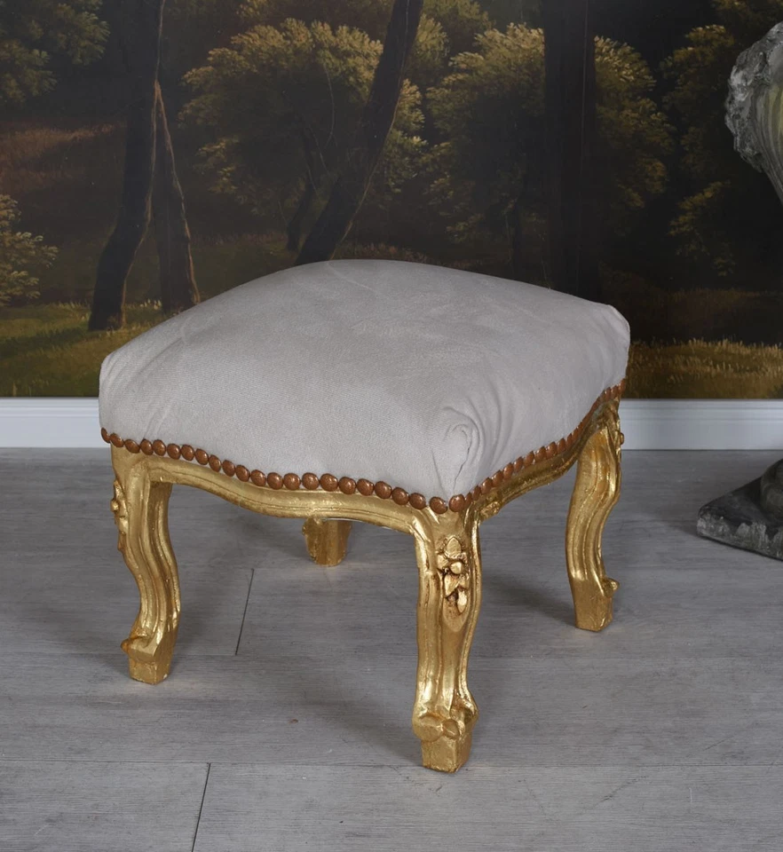 Hocker Barock Sitzbank Sitzhocker Samt Fussbänkchen Schemel Fusshocker Antik - Bild 4 von 4