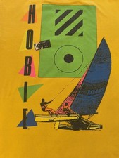 Vintage 80s Hobie Surf T Shirt L Made in USA 2 Sided, Great Graphics Nostalgic