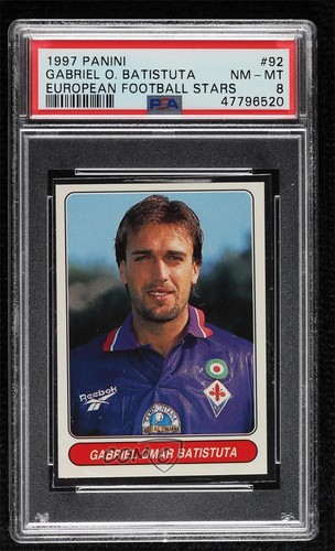 1997-98 Panini European Football Stars Sticker Gabriel Batistuta #92 PSA 8
