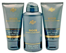 Bath  Body Works LOT of 3 Bottles Men's Noir Body Spray Cologne Cream Travel