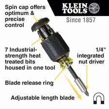 Klein Tools Adjustable Length Multi-Bit Screwdriver Set (2-Piece) NEW