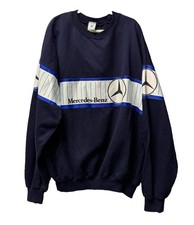 Vintage Mercedes-Benz Men's Crew Neck Graphic Print Sweatshirt Blue/White 2XL