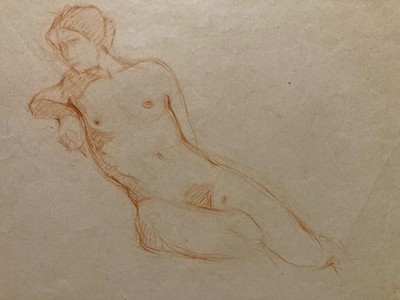 Rötelzeichnung Studie Pierre Laprade Papier Frau Atelier Modell Art Deco 1950