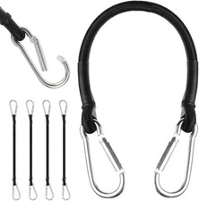 4× Heavy Duty Bungee Cords with Carabiner Hooks 30CM – Strong Elastic Tie Straps