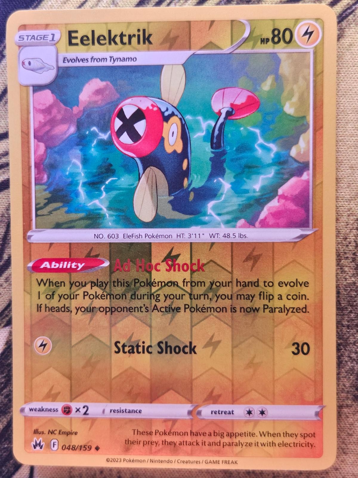 Eelektrik 048/159 Uncommon Crown Zenith Pokemon Reverse Holo Near Mint