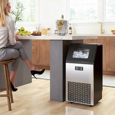 Commercial Ice Maker Machine with 45kg/24H Capacity, Freestanding Ice Machine