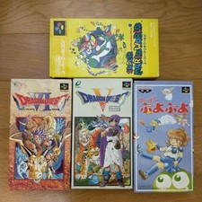 Super Famicom 4 Game Lot: Dragon Quest 5 & 6, Puyo Puyo, Mario World Boxed