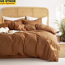 Cotton Duvet Cover Set Soft Lightweight Elegant Comfort Corner Ties Zipper New