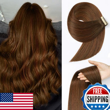 20" Human Hair Tape-in Extensions Chestnut Brown Mixed Dark Auburn 20pcs Remy