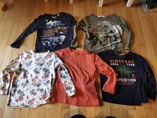 Jungen Longsleeves Dino 5 Stück 104 Frühling H&M Pailletten Glitzer