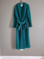 Vtg LL Bean Robe Womens Medium Long Fleece Robe Pockets Belt Wrap 90's