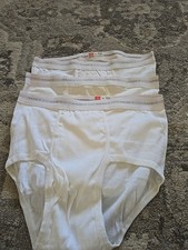 New 3 vintage 1980  s Red Label Made In USA. Hanes Classic White  Brief Sz 36
