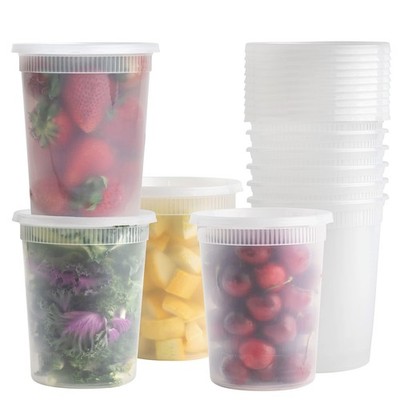 [24 Sets] 32 oz. Plastic Deli Food Storage Containers with Airtight Leak Proo...
