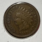 1871 US Indian Head Cent! VG/FINE Details! Semi Key Date!  Lower Mintage!