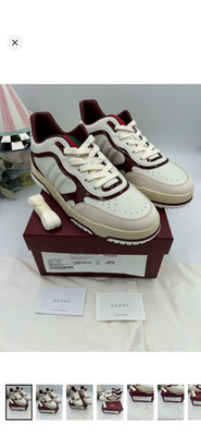 Men's Gucci re-web white leather sneakers size 12 fits 12.5 US made in Italy