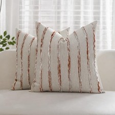 Boho Throw Pillow Covers Set of 2, Farmhouse 20" x 20" Pack of 2 Orange