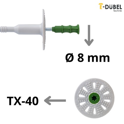 Dämmstoffdübel Ø8mm Tellerdübel mit Metalldorn Schraubdübel WKTHERM-S WDVS - Bild 5 von 7
