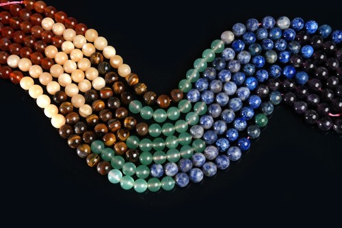 Natural 7 Chakra Gemstone Round Smooth Beads String For Making Jewelry 15.5" - Picture 5 of 6