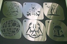 SW1 Set of 6pcs Star Wars R2-D2 AT-AT Han Boba Fett Vader Death Airbrush Stencil