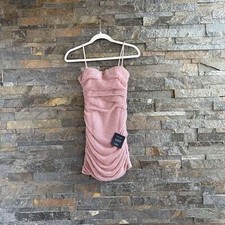 Lulus Flirty Vibes Bodycon Dress Womens Small Pink Shimmer Sequin Straps New