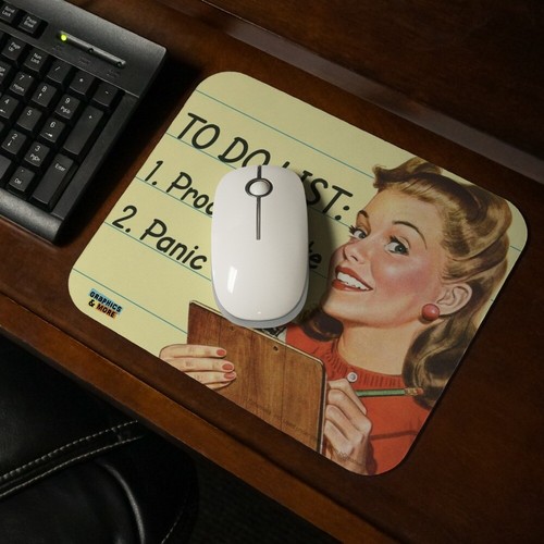To Do List Procrastinate Panic Funny Humor Low Profile Thin Mouse Pad Mousepad - Picture 2 of 4