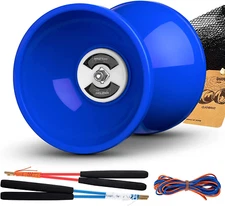 MAGICYOYO Pro Triple Bearing Diabolo Medium Size 5” Blue Chinese Yoyo Toy with 2