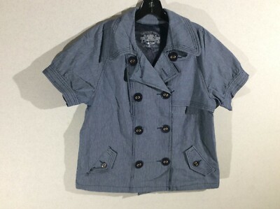 Women's U.S Polo Assn Jacket Coat size 12 Blue Stripes button down