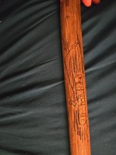 VINTAGE Native American WOODEN CANE WALKING STICK FOLK ART HAND CARVED