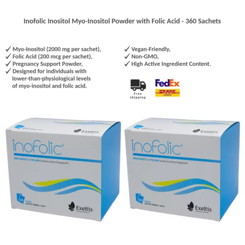 Inofolic Myo-Inositol Fertility Support Powder with Folic Acid 2x60 Sachets